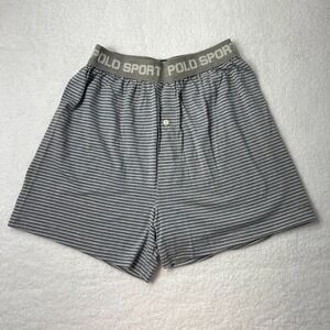 Polo Sport Underwear‎ Knit Boxer Short Cotton Gray Striped Men's Size S VTG NWT